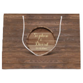 Grand Sac Cadeau Mariage en bois rustique Monogramme personnalisé (Devant)