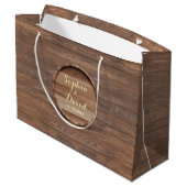 Grand Sac Cadeau Mariage en bois rustique Monogramme personnalisé (Dos Angle)