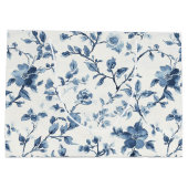 Grand Sac Cadeau Mariage Fleurie Blanc Bleu (Dos)