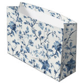 Grand Sac Cadeau Mariage Fleurie Blanc Bleu (Dos Angle)