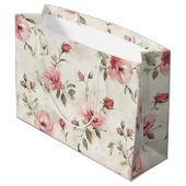 Grand Sac Cadeau Mariage Fleuris Roses Rose Pâle Ivoire (Dos Angle)