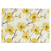 Grand Sac Cadeau Mariage Fleurs Jaune Doré (Dos)