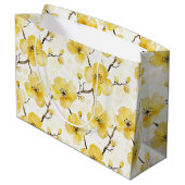 Grand Sac Cadeau Mariage Fleurs Jaunes Or (Dos Angle)
