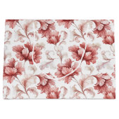 Grand Sac Cadeau Mariage Fleurs Rouges Chic (Devant)