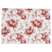 Grand Sac Cadeau Mariage Fleurs Rouges Chic (Dos)
