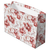 Grand Sac Cadeau Mariage Fleurs Rouges Chic (Dos Angle)