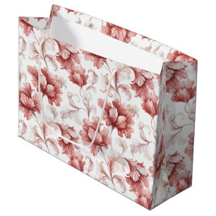 Grand Sac Cadeau Mariage Fleurs Rouges Chic