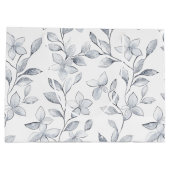 Grand Sac Cadeau Mariage Floral Argent et Blanc Chic (Dos)