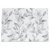 Grand Sac Cadeau Mariage floral blanc argenté (Devant)