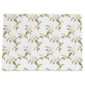 Grand Sac Cadeau Mariage floral blanc romantique (Devant)