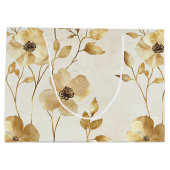 Grand Sac Cadeau Mariage floral or crème (Dos)