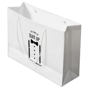 Grand Sac Cadeau Mariage noir Bow Cravate Groomsman Proposition