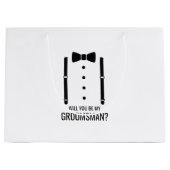 Grand Sac Cadeau Mariage noir Bow Cravate Groomsman Proposition (Devant)