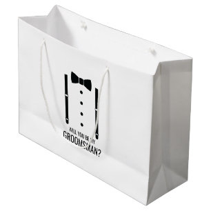 Grand Sac Cadeau Mariage noir Bow Cravate Groomsman Proposition