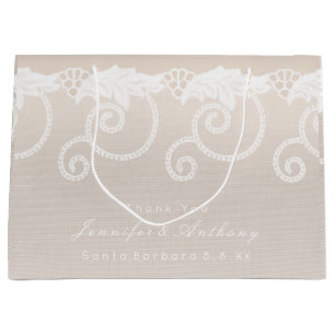 Grand Sac Cadeau Mariage nuptiale Ivory Creamy White Royal Lace