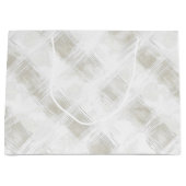 Grand Sac Cadeau Mariage Rayures Blanches Crème Chic (Devant)