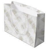 Grand Sac Cadeau Mariage Rayures Blanches Crème Chic (Dos Angle)