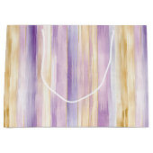 Grand Sac Cadeau Mariage Romantique Iris Violet Crème Rayures Baby  (Devant)