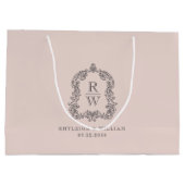 Grand Sac Cadeau Mariage rose pâle Monogramme Crest (Dos)