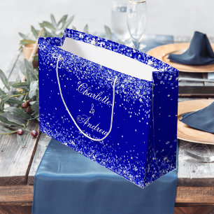 Grand Sac Cadeau Mariage royal du marié bleu