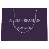 Grand Sac Cadeau Mariage Simple Élégant Moderne Violet (Devant)