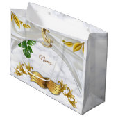 Grand Sac Cadeau Mariage tropical romantique (Devant Angle)