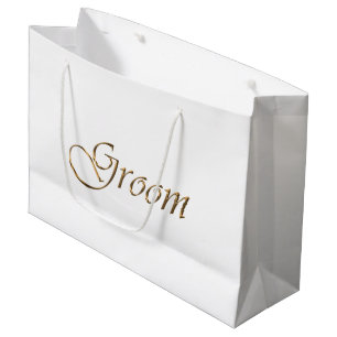Grand Sac Cadeau Marié, calligraphie élégante en script doré