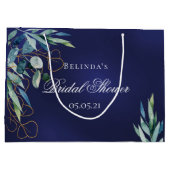 Grand Sac Cadeau Marine bleu eucalyptus verdure douche nuptiale (Dos)