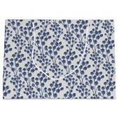 Grand Sac Cadeau Marine bleue botanique (Devant)