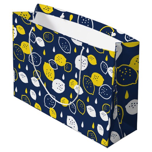 Grand Sac Cadeau Marine Blue Lemon Art - Refresh Citrus Design (Dos Angle)