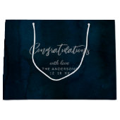 Grand Sac Cadeau Marine Luster Dark Blue Félicitations Mariage (Devant)