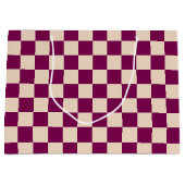 Grand Sac Cadeau Maroon and beige checkerboard pattern (Devant)