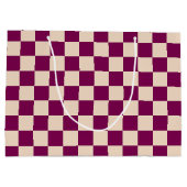 Grand Sac Cadeau Maroon and beige checkerboard pattern (Dos)