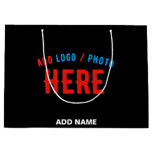 GRAND SAC CADEAU MARQUE PERSONNALISABLE MODERNE ÉLÉGANTE NOIRE VÉRI