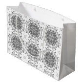 Grand Sac Cadeau Masque d'ornement de folklore blanc et gris (Dos Angle)