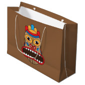Grand Sac Cadeau Masque Hawaïen Tiki (Devant Angle)