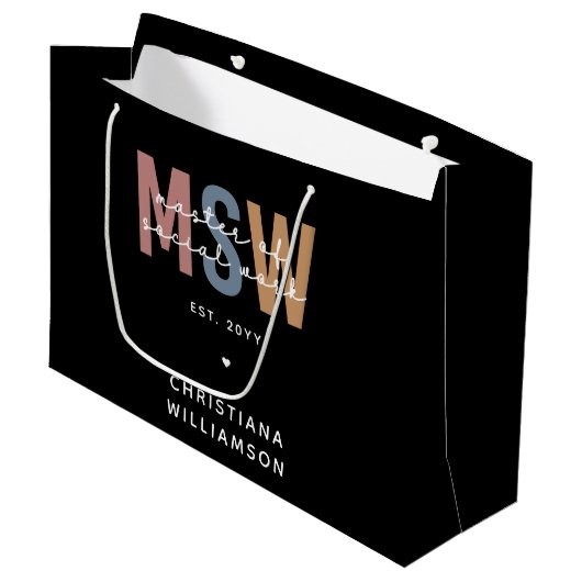 Grand Sac Cadeau Master en travail social en MSW (Devant Angle)