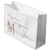 Grand Sac Cadeau Matron personnalisé d'honneur Merci floral (Devant Angle)