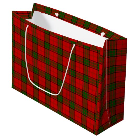 Grand Sac Cadeau Maxwell tartan rouge vert plaid (Devant Angle)