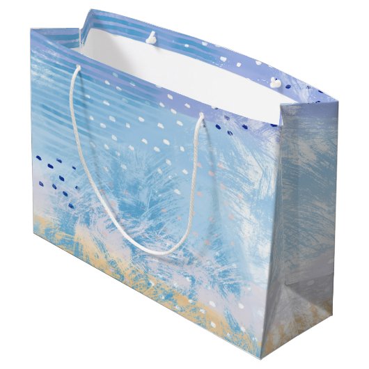 Grand Sac Cadeau Média mixte Abstrait bleu turquoise jaune (Dos Angle)