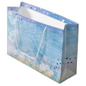 Grand Sac Cadeau Média mixte Abstrait bleu turquoise jaune (Devant Angle)