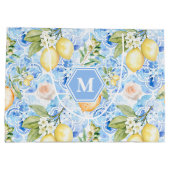 Grand Sac Cadeau Mediterranean Blue Tile Limoncello Monogram Name (Dos)