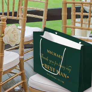Grand Sac Cadeau Meilleur homme personnalisé Merci vert émeraude