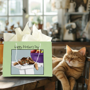 Grand Sac Cadeau Meilleure Maman Chat Chaton Tabby Douce Fête des M
