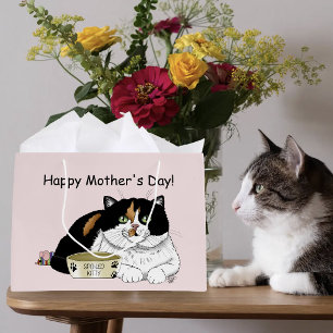 Grand Sac Cadeau Meilleure maman de chat calicot gâtée Fête des mèr