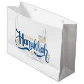 Grand Sac Cadeau Menorah d'or "Happy Hanoukka" (Devant Angle)
