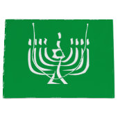 Grand Sac Cadeau Menorah moderne blanche (Devant)
