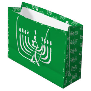 Grand Sac Cadeau Menorah moderne blanche