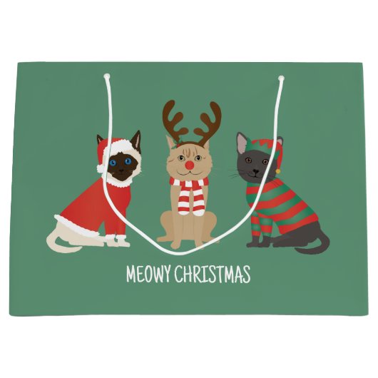 Grand Sac Cadeau Meowy Christmas Cats (Devant)