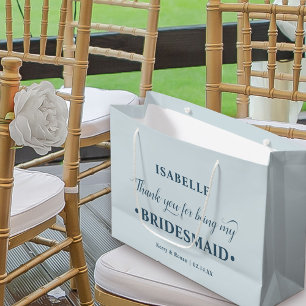 Grand Sac Cadeau Merci bleu de la servante d'accueil personnalisée